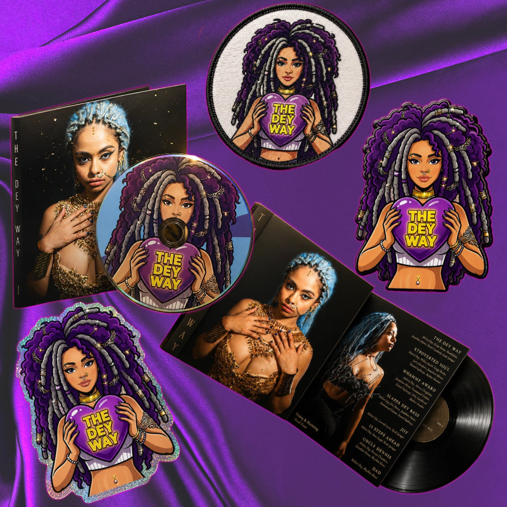 1 x THE DEY WAY SIGNED VINYL + 1 x SIGNED CD + 1 x EMBROIDERED PATCH + 1 x HOLOGRAPIC STICKER + 1 x MAGNET